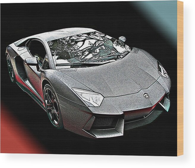 Lamborghini Aventador Wood Print featuring the photograph Lamborghini Aventador in matte black finish by Samuel Sheats