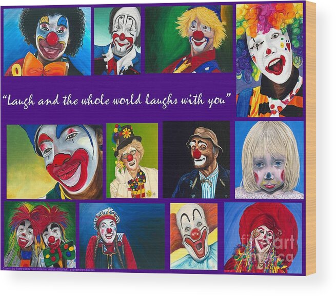 Clowns Wood Print featuring the painting Laugh and the whole world laughs with you by Patty Vicknair