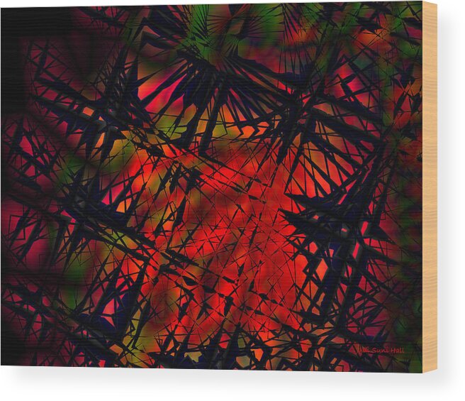 Red Abstract Wood Print featuring the digital art Laurion Heat 1 by Judi Suni Hall