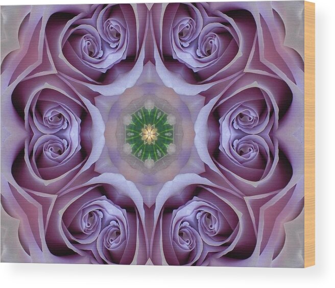 Mandalas Wood Print featuring the digital art Lavender Rose Mandala by Diane Lynn Hix