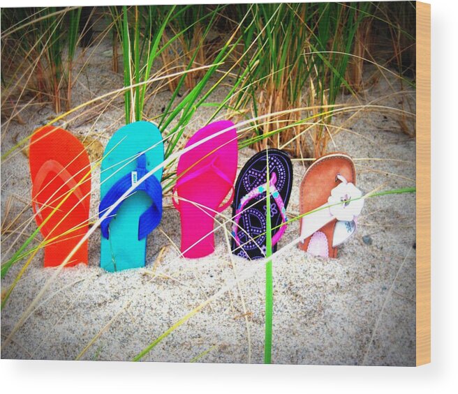 Flip Flops Wood Print featuring the photograph Left behind by Conor Murphy