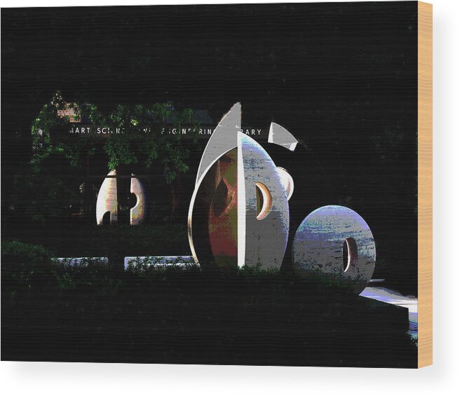 Lehigh University Mart Science And Engineering Library Wood Print featuring the photograph Abstract of Lehigh University Mart Science and Engineering Library by Jacqueline M Lewis