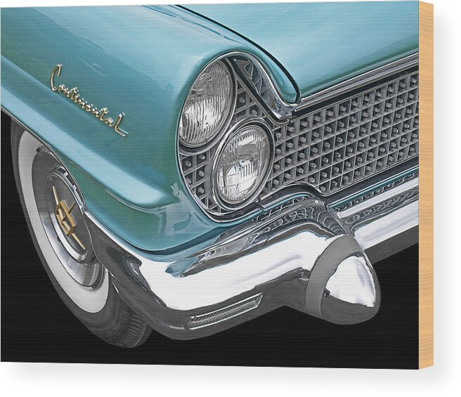 Vintage Ford Wood Print featuring the photograph Lincoln Continental 1960 Blue by Gill Billington