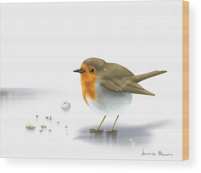 Digital Wood Print featuring the painting Little bird by Veronica Minozzi