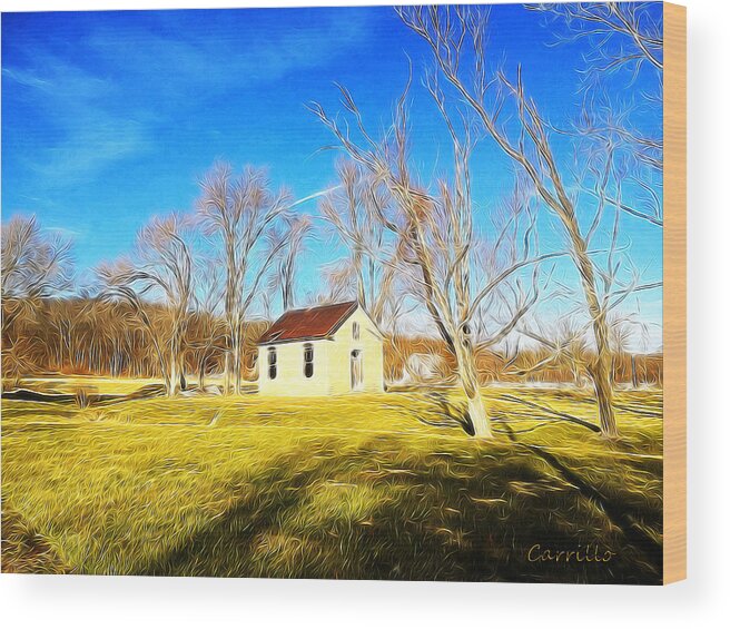 Church Wood Print featuring the digital art Little Old Church by Ruben Carrillo