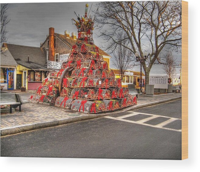 Christmas Greetings Wood Print featuring the photograph Lobstermans Holiday by John Nielsen