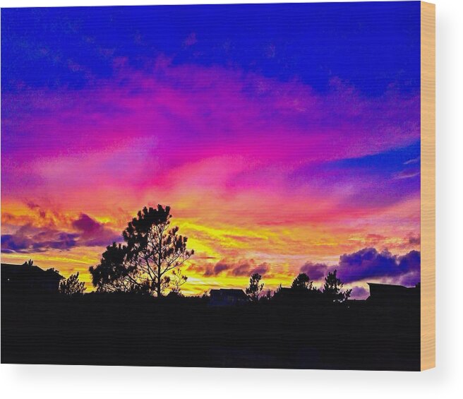 Sunset Wood Print featuring the photograph Magical OBX Sunset by Chris Montcalmo
