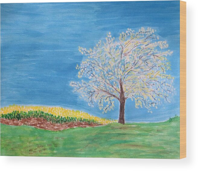 The Wish Tree Wood Print featuring the painting Magical wish tree by Sonali Gangane