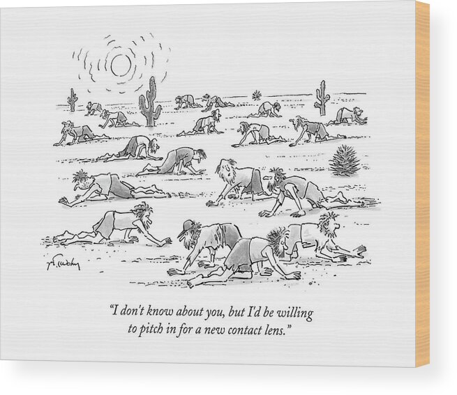 Desert Wood Print featuring the drawing Many People Crawl Lost In A Desert by Mike Twohy