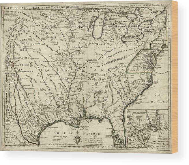 French Louisiana Wood Print featuring the photograph Map Of French Louisiana by Library Of Congress, Geography And Map Division