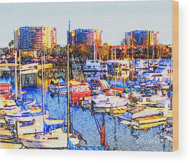 Marina City Club Wood Print featuring the photograph Marina City Club Marina del Rey by Jerome Stumphauzer