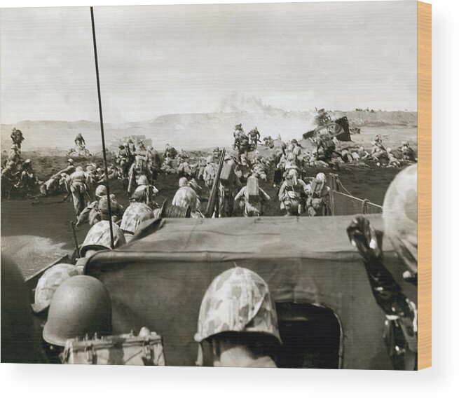 1940s Wood Print featuring the photograph Marines Landing On Iwo Jima by Underwood Archives