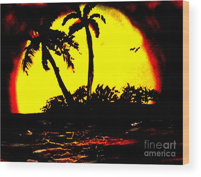 Marooned On A Deserted Island Original Art By James Daugherty Wood Print featuring the painting Marooned On A Deserted Island Original Art by James Daugherty by James Daugherty