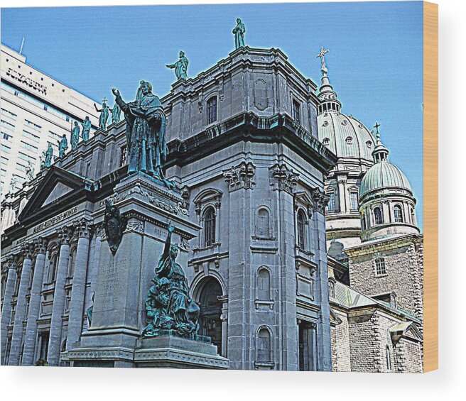 Montreal Wood Print featuring the photograph Mary Queen of The World Cathedral - Side View in HDR by Lingfai Leung