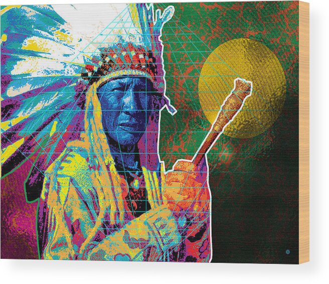 Gary Grayson Wood Print featuring the digital art Medicine Man by Gary Grayson