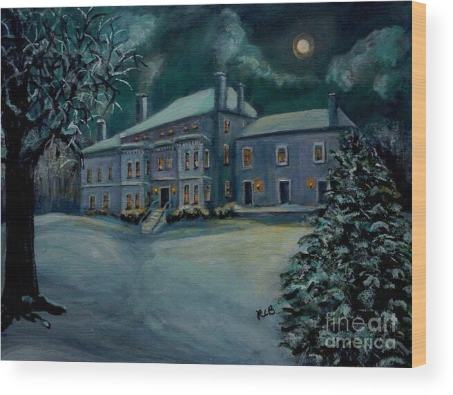 Lyman Wood Print featuring the painting Midnight at the Lyman Estate by Rita Brown