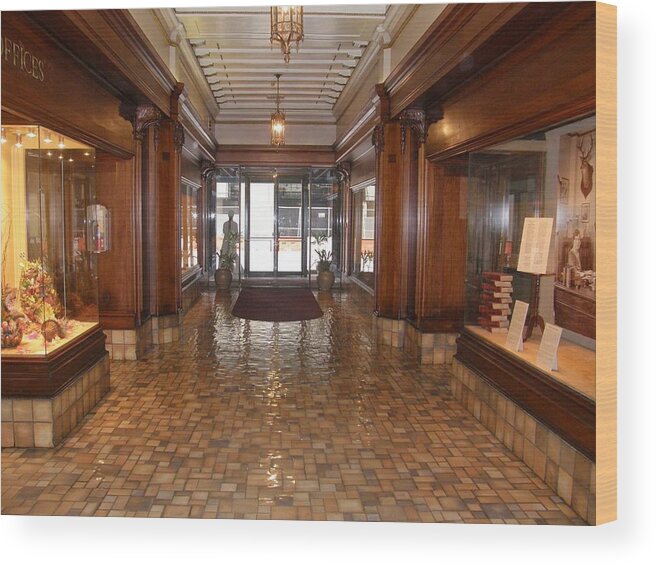 Old Lobby Wood Print featuring the photograph Milam Building Lobby by Antonia Citrino