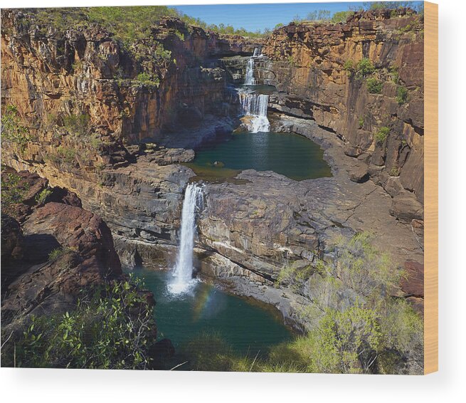 Martin Willis Wood Print featuring the photograph Mitchell Falls Mitchell Plateau by Martin Willis