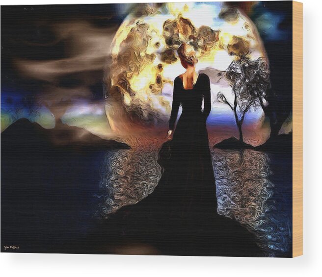 Moon Wood Print featuring the mixed media Moonstruck by Tyler Robbins