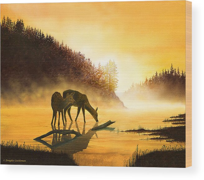 Landscape Wood Print featuring the painting Morning Drink by Douglas Castleman