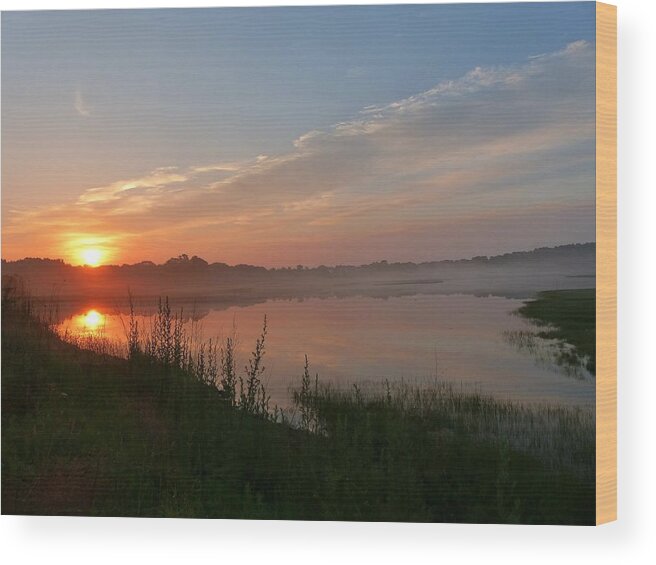 Sunrise Landscape! Wood Print featuring the photograph Morning Mist by Elaine Franklin