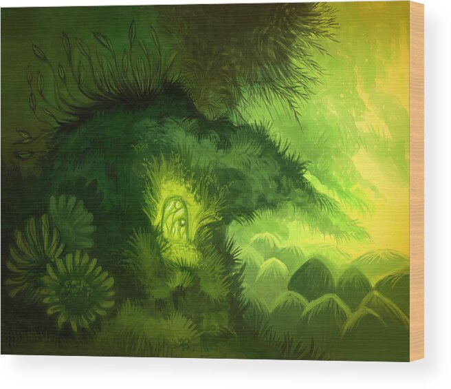 Grass Wood Print featuring the digital art Moss Illustration by Illustrations By Annemarie Rysz