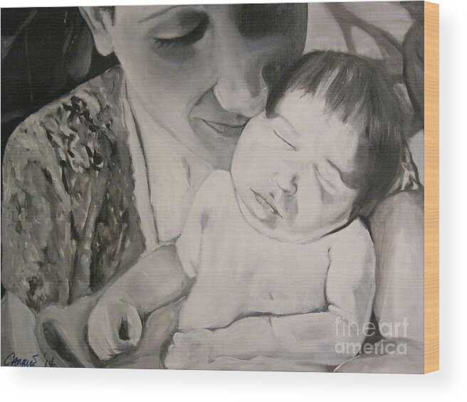 Woman Wood Print featuring the painting Mother and Child by Carrie Maurer
