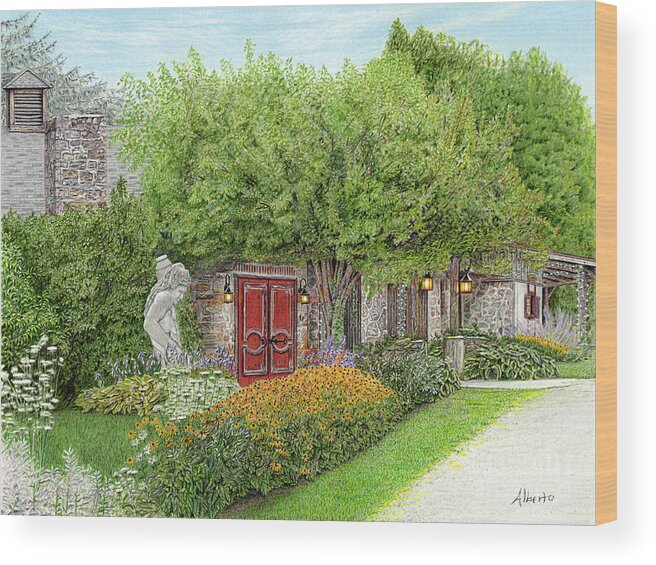 Mountain Playhouse Wood Print featuring the painting Mountain Playhouse Jennerstown PA by Albert Puskaric