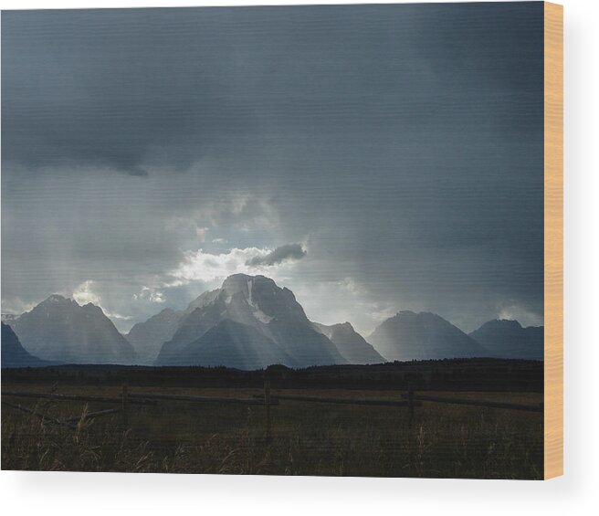 Mountains Wood Print featuring the photograph Teton Mountain Range by Carl Moore
