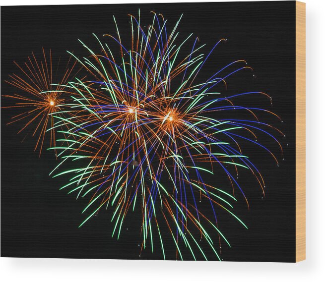 Fireworks Wood Print featuring the photograph 4th of July Fireworks 22 by Howard Tenke