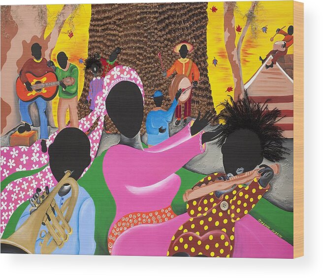 Gullah Wood Print featuring the painting Music's Teachers by Patricia Sabreee