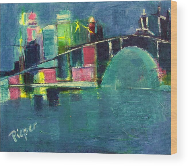 Abstract Of Cityscape Wood Print featuring the painting My Kind of City by Betty Pieper