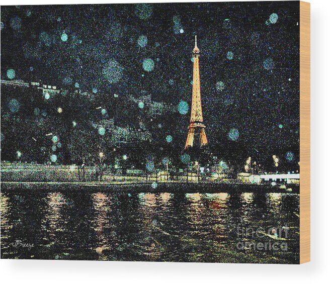 Paris Wood Print featuring the digital art My Van Gogh Eiffel Tower by Jennie Breeze