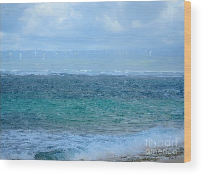 Hawaii Wood Print featuring the digital art Mystic Green Ocean by Dorlea Ho