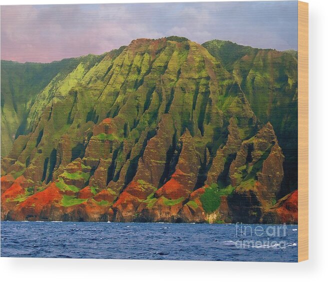 Na Pali Coast Kauai Fine Art Print Wood Print featuring the photograph Na Pali Coast Kauai 7 by Joseph J Stevens