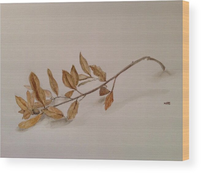 Leaves Wood Print featuring the painting Nature Walk 3 by Kaos Handlon