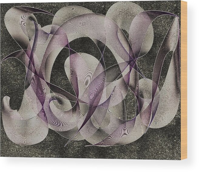 Purple Wood Print featuring the digital art Night Stars by Marian Lonzetta