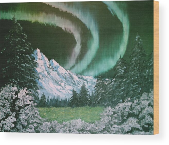 Alaska Wood Print featuring the painting Northern Lights - Alaska by Jim Saltis