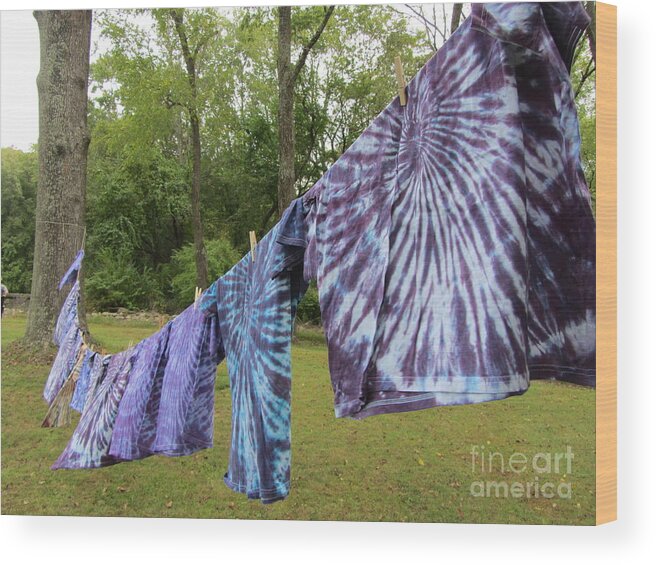 Shirt Wood Print featuring the photograph Not Fade Away - Spiral Dyes by Susan Carella