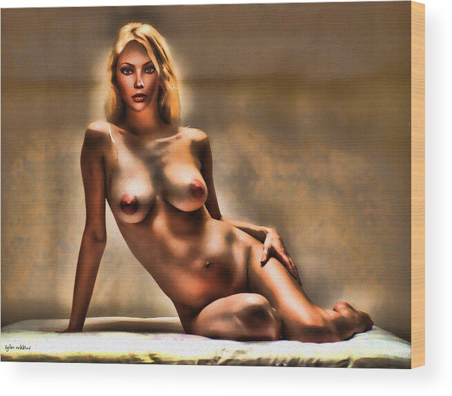 Nude Wood Print featuring the painting Nude Reclining by Tyler Robbins