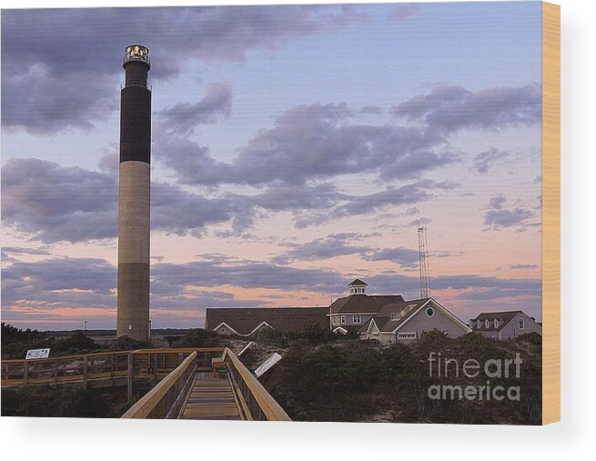 Art Wood Print featuring the photograph Oak Island Lighthouse from Caswell by Shelia Kempf