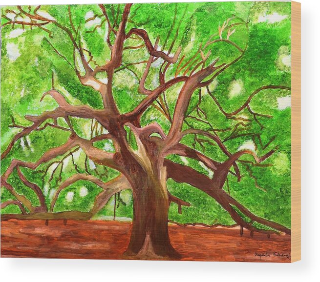 Nature Wood Print featuring the painting Oak Tree by Magdalena Frohnsdorff