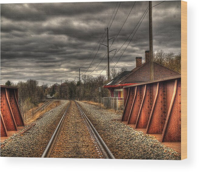 Train Tracks Wood Print featuring the photograph On Track by Thomas Young