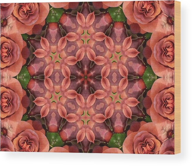 Mandalas Wood Print featuring the digital art Orange Rose Mandala by Diane Lynn Hix