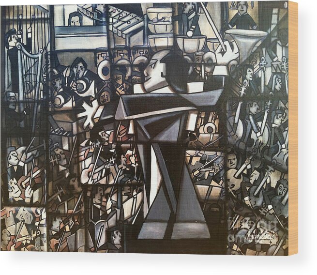 Oil On Canvas Wood Print featuring the painting Orchestra by Ruben Archuleta - Art Gallery