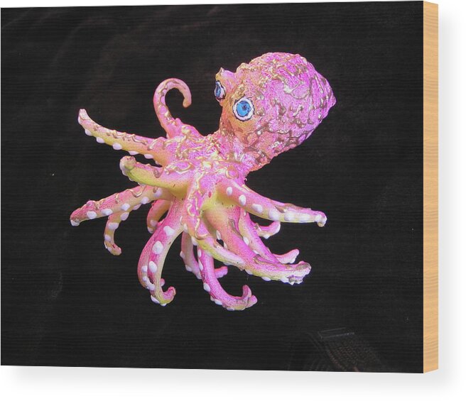 Octopus Wood Print featuring the mixed media Oscar the Octopus by Dan Townsend
