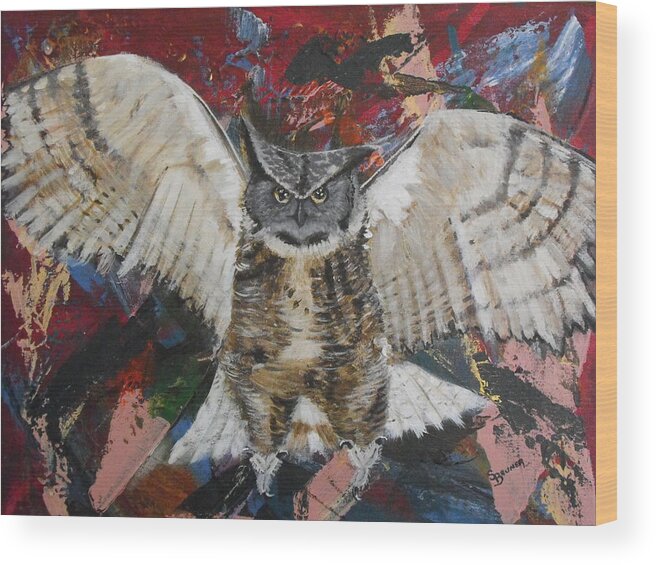 Wildlife Wood Print featuring the painting Out of the Chaos by Susan Bruner
