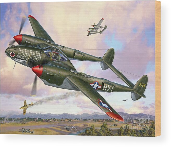 P-38F Lightning Sicilian Summer Wood Print by Stu Shepherd - Fine Art  America