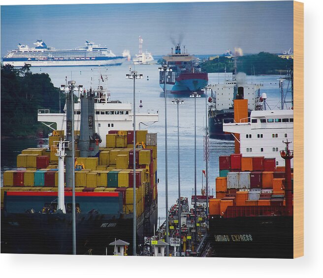 Panama Canal Wood Print featuring the photograph Panama Canal Express by Karen Wiles