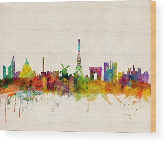 Paris Wood Print featuring the digital art Paris Skyline by Michael Tompsett